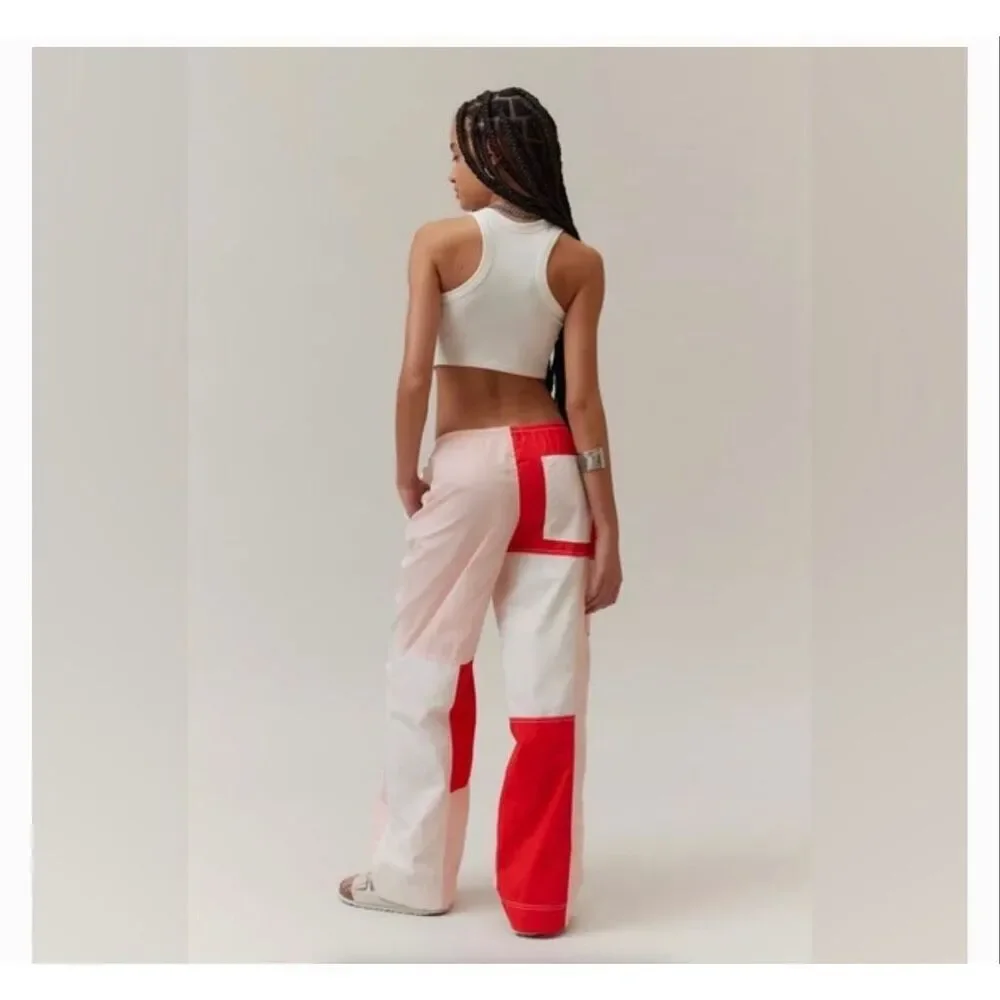 BDG Urban Outfitters Joey Pink & Red Color Block Wide Leg Pants sz XL NWOT